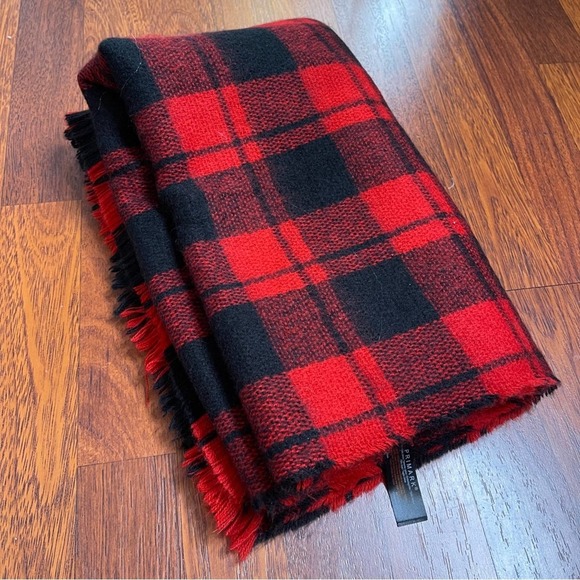 Black Red Plaid Tartan Oversized Scarf Wrap Throw Fringe Soft Blanket Cozy Fall - Picture 6 of 14